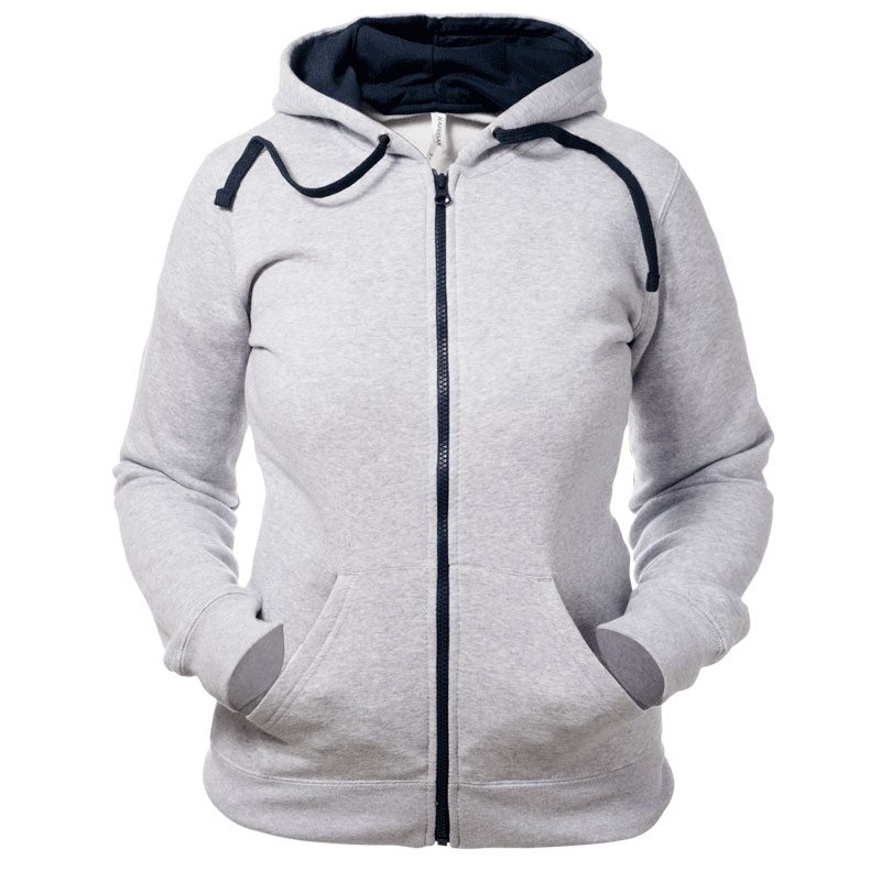 Sudadera Capucha Cremallera Contrastada Mujer Frontal